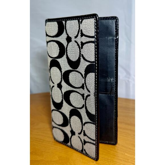 Coach Signature Checkbook Wallet Black Canvas & Leather – Medium - Picture 2 of 3